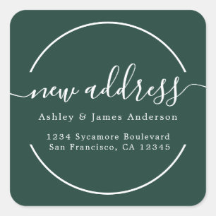 We've Moved Dark Green New Address label