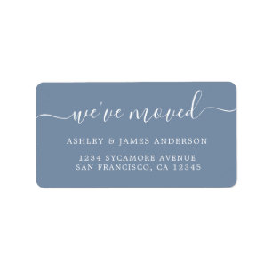 We've Moved Denim Blue New Address label