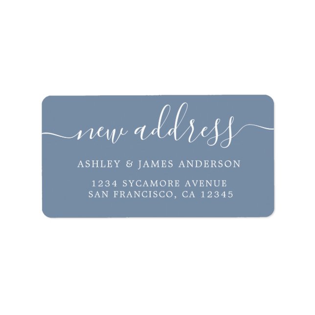 We've Moved Denim Blue New Address label (Front)