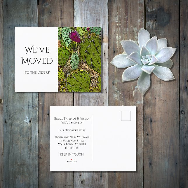 We've Moved Desert Cactus New Home Moving   Announcement Postcard (Creator Uploaded)