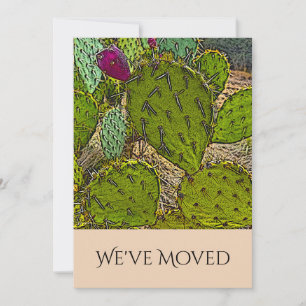 We've Moved Desert Prickly Pear Cactus Succulent Announcement