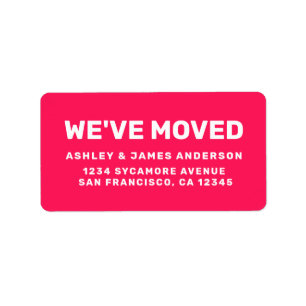 We've Moved Diva Pink New Address Label
