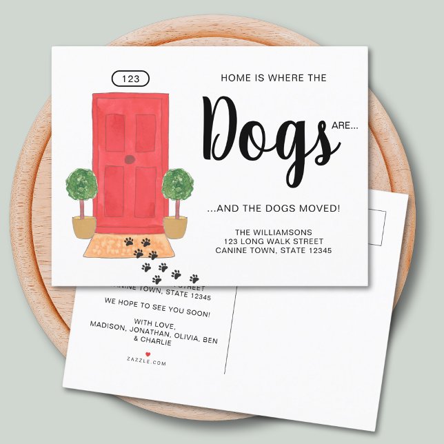We've Moved Dogs Moving Announcement Postcard (Creator Uploaded)