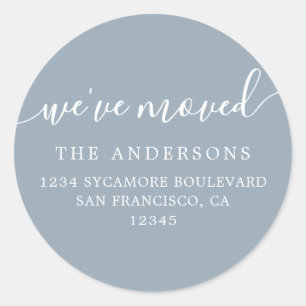 We've Moved Dusty Blue New Address label