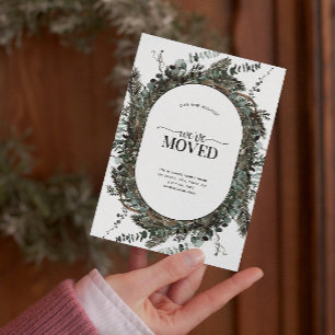 We've Moved Dusty Winter Eucalyptus  Announcement Postcard