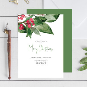 We've Moved Elegant Watercolor Christmas Holiday C Card