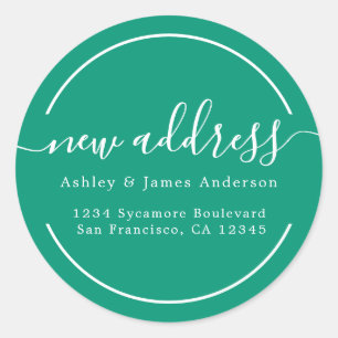 We've Moved Emerald Green New Address Label