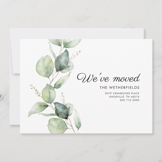 We've Moved Eucalyptus Greenery Moving Announcement (Front)