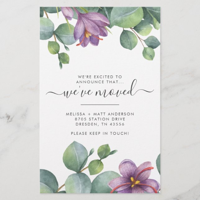 We've Moved Eucalyptus Greenery Moving Stationery (Front)