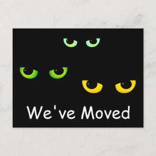 We've Moved Eyes of Three Cats Announcement Postcard