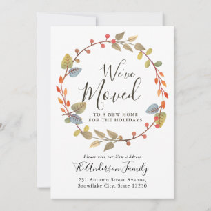 We've Moved Fall Autumn Wreath Holiday Moving Announcement