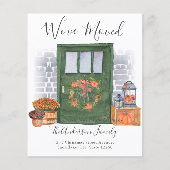 We've Moved Fall Door Holiday Moving Announcement (Front)