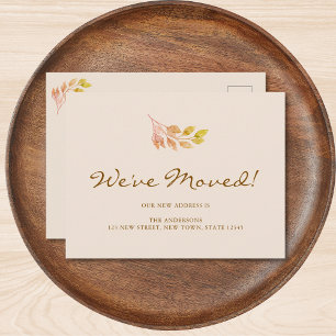 We've Moved Fall Leaves Moving Announcement Postcard