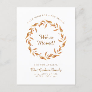 We've Moved Fall Leaves Thanksgiving Moving Announcement Postcard