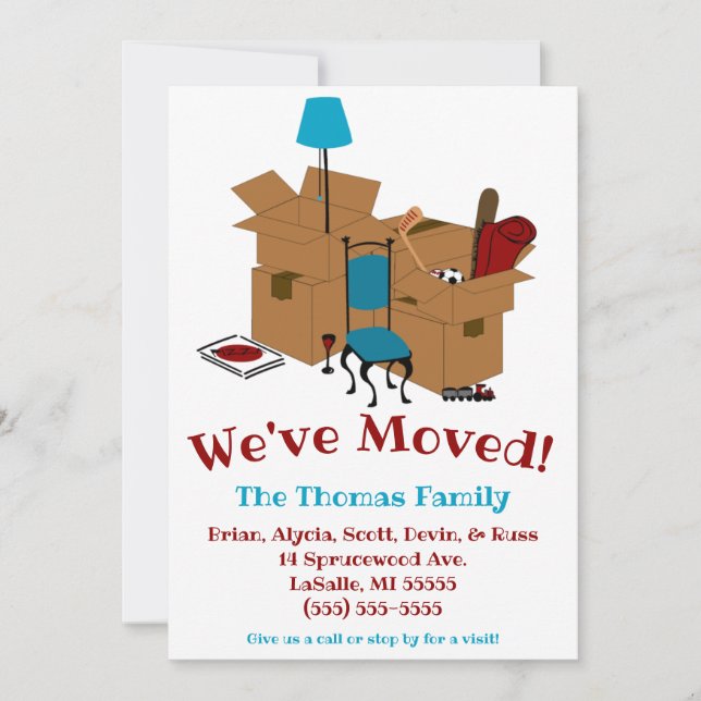We've Moved! Family Annoucement Invitation (Front)