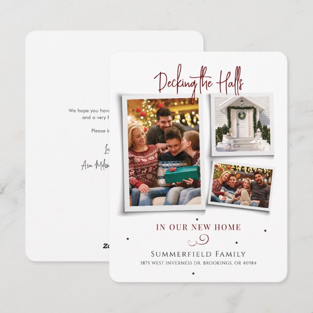 We've Moved Family Photo Collage Moving Christmas Holiday Card (Front/Back)