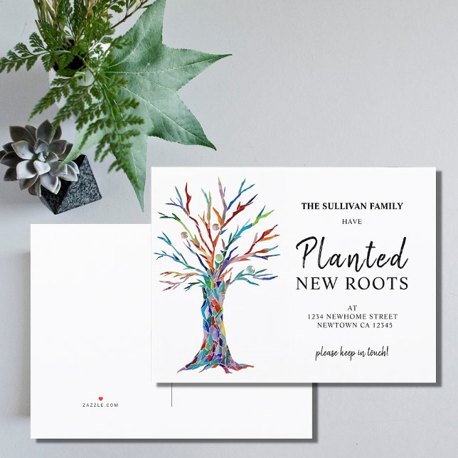 We've Moved Family Tree  Announcement Postcard (Creator Uploaded)