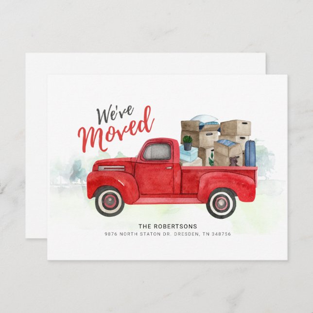 Weve Moved Family Watercolor Moving Announcement (Front/Back)