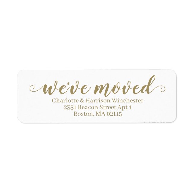 We've Moved faux gold white custom script moving (Front)