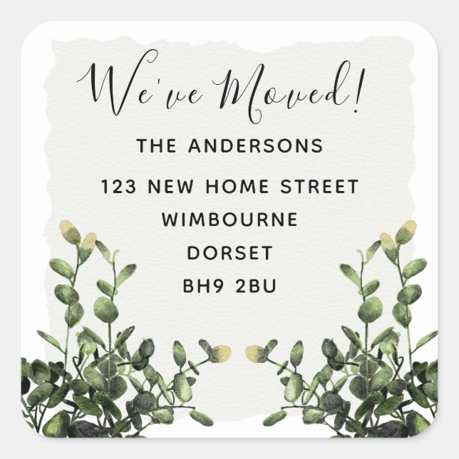 We've Moved Floral Change of Address Label (Front)