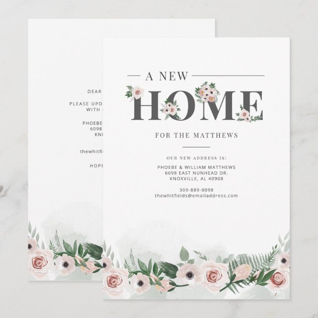 We've Moved Floral Change of Address Moving Announcement (Front/Back)