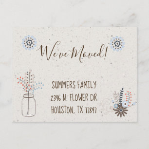 We've Moved Floral New Address Announcement Modern