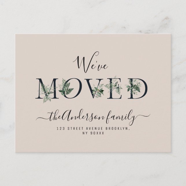 We've Moved foliage letters New Home Postcard (Front)