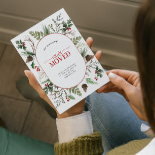 We've Moved Forest Berry Pinecone Announcement Postcard