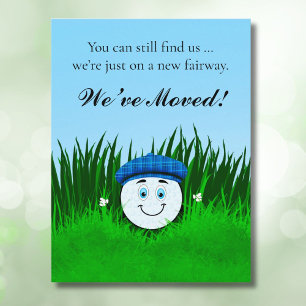 We've Moved Funny Golf Ball in Rough Personalised Postcard
