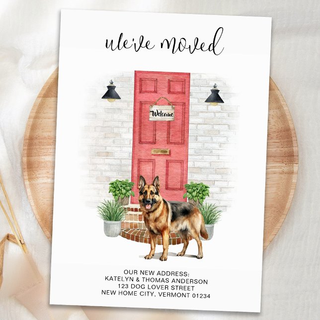 We've Moved German Shepherd Red Door Dog Moving Announcement (Creator Uploaded)