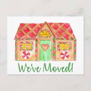 We've Moved Gingerbread House Postcard