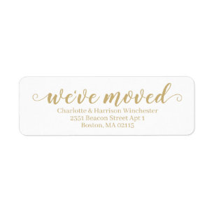We've Moved gold white custom script moving