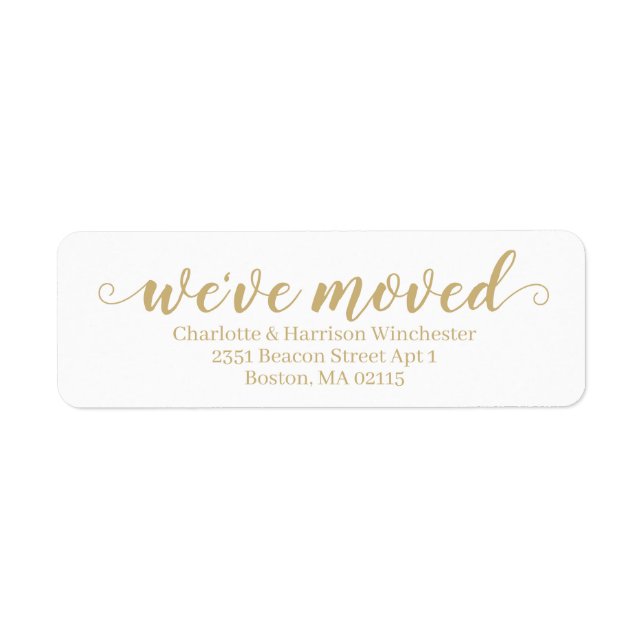 We've Moved gold white custom script moving (Front)