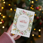 We've Moved Gold Winter Announcement Postcard<br><div class="desc">We've Moved! Don't let the dust settle on your old address- update your friends and family with our We've Moved Gold Winter Greenery Holiday Moving Announcement. This chic and modern announcement features a festive red and green design with winter botanical greenery. The modern pill-shaped inset frame is perfect for showing...</div>
