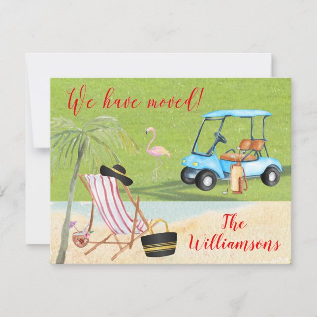 We've Moved Golf Beach Budget FLAT Move  Announcement (Front)