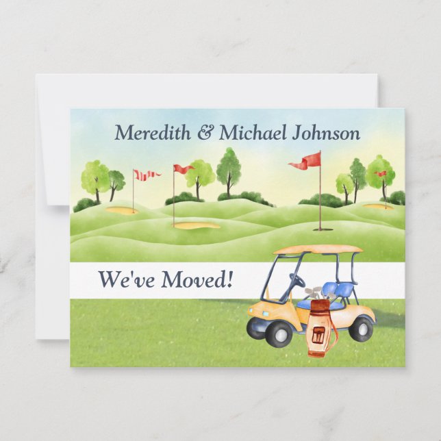 We've Moved Golf Cart Greens Budget Move   Announcement (Front)