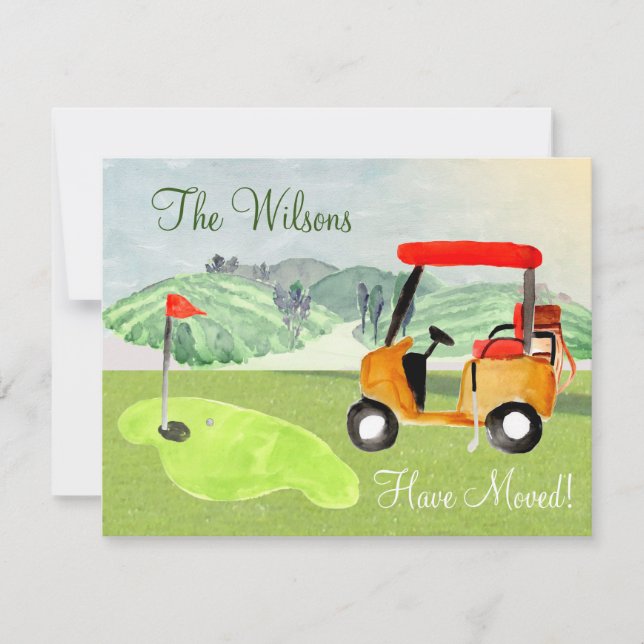 We've Moved Golf Cart Greens Retirement Move   Announcement (Front)