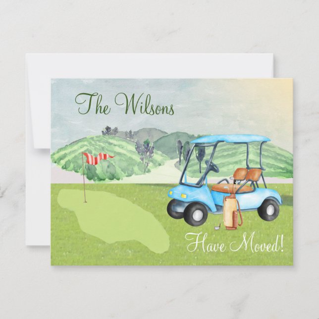 We've Moved Golf Cart Greens Retirement Move    Announcement (Front)