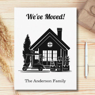 We've Moved! Golf Cart Parked at House Silhouette Announcement Postcard