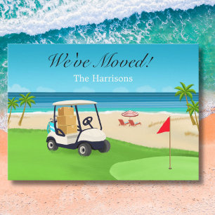 We've Moved Golf Course Beach Moving Announcement Postcard