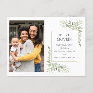We've Moved Greenery Change of Address Photo Announcement Postcard