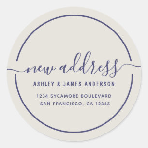 We've Moved Grey New Address Classic Round Sticker