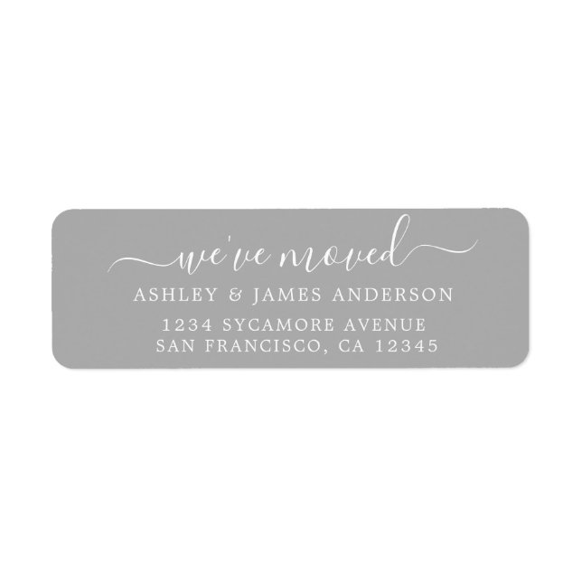 We've Moved Grey New Address label (Front)