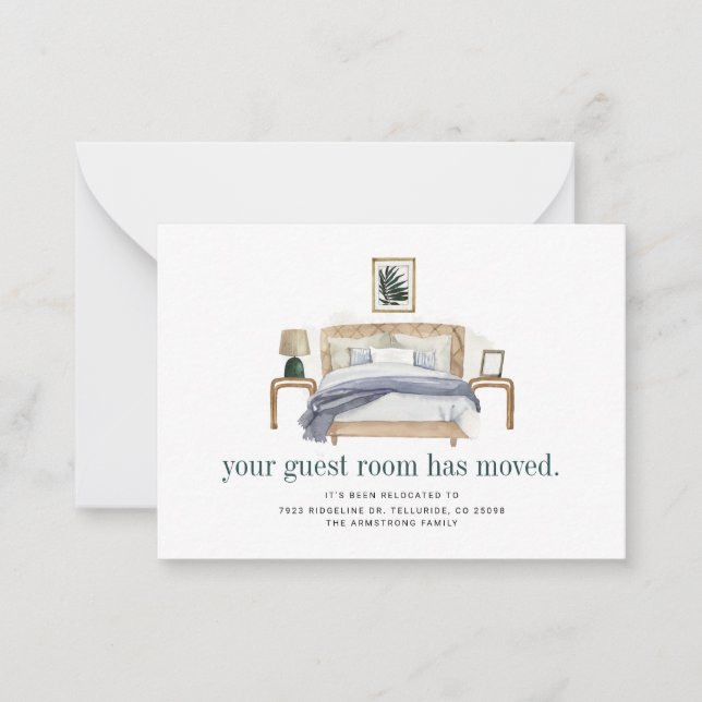We've Moved Guest Bedroom Moving Card (Front)