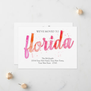 We've Moved Hand Written Watercolor Florida Moving Announcement