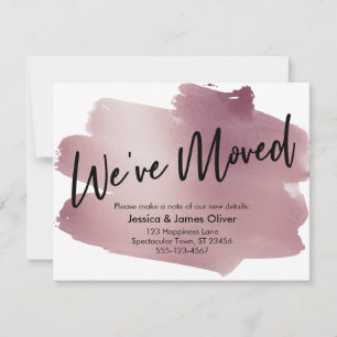 We've Moved Handwriting on Rose Gold Swash Card