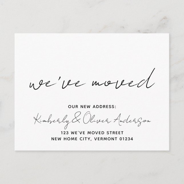 We've Moved Handwritten Calligraphy Address Moving Announcement Postcard (Front)