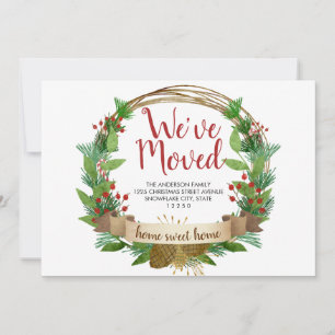 We've Moved Holiday Christmas Acorn Wreath Moving Announcement