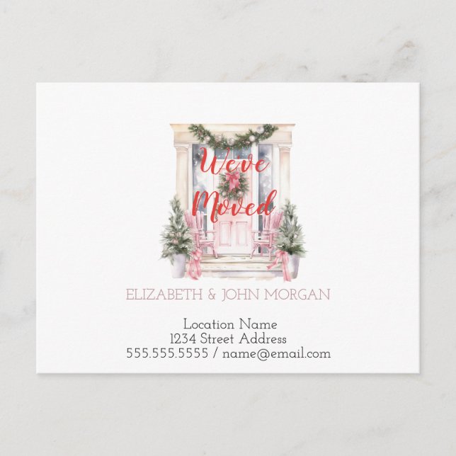 We've Moved,Holiday Door, New Address Announcement Postcard (Front)