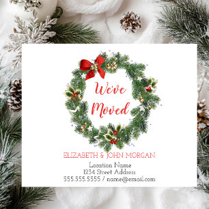 We've Moved,Holiday Wreath, New Address Announcement Postcard